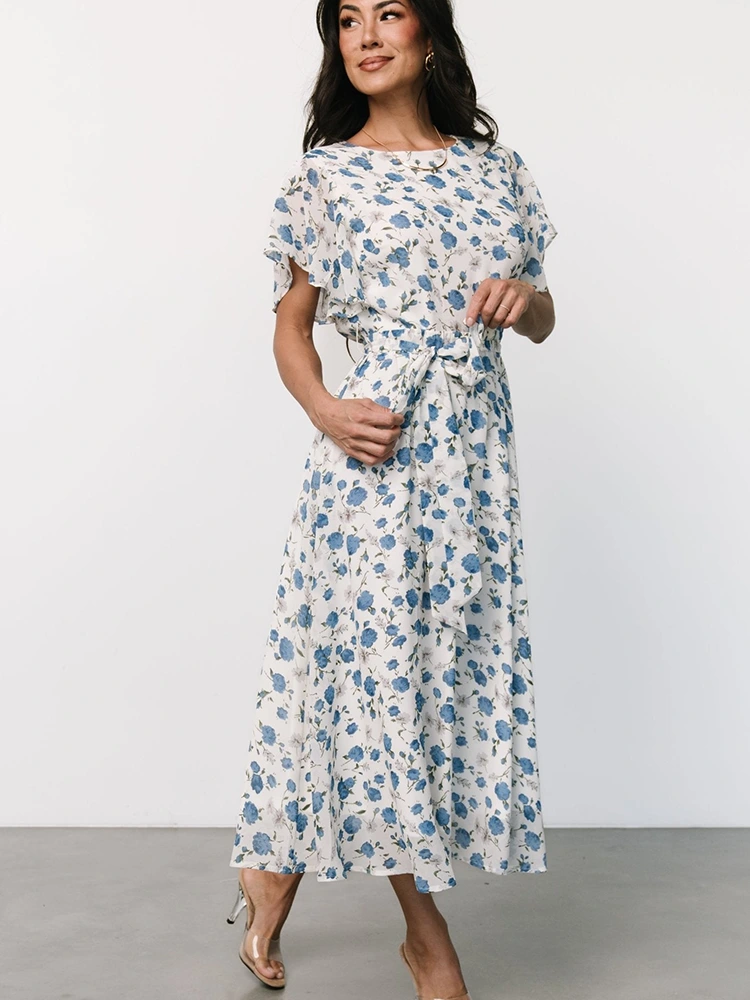 Floral Print Midi A-Line Dress