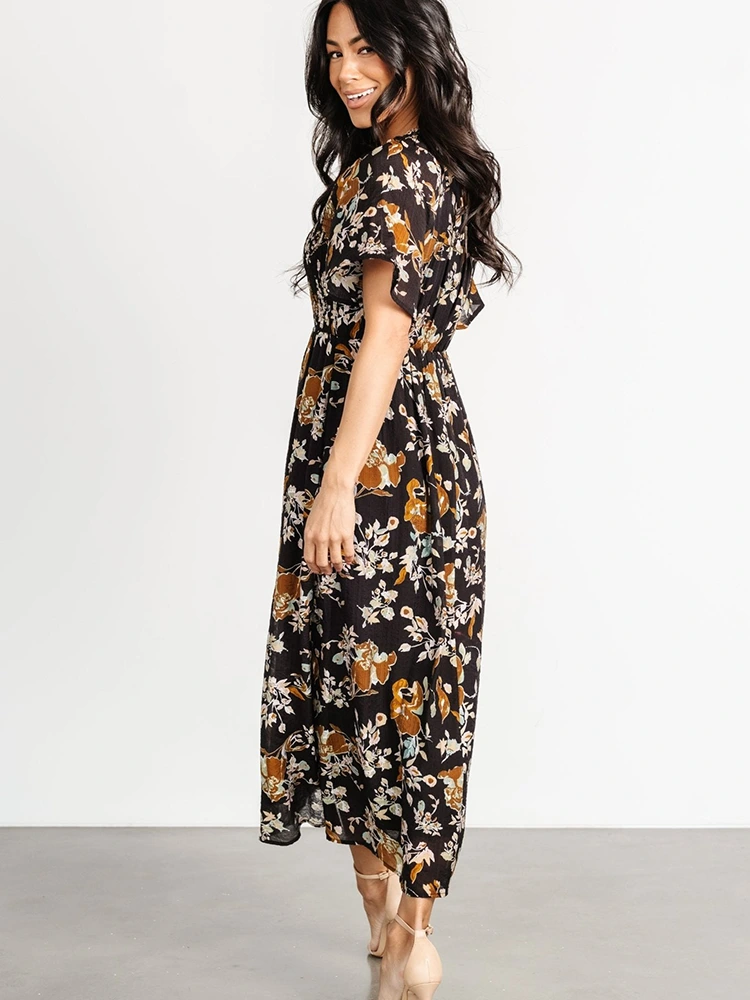 Bohemian Print V-Neck Elegant Dress